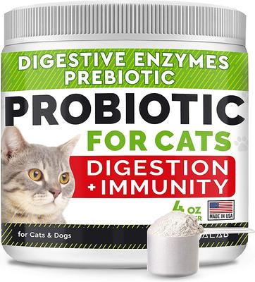 Cat Probiotic Powder & Probiotics with Diarrhea Fiber & Digestive Support Supplement for Cats, 2 count