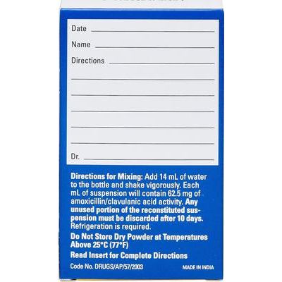 Polvo para suspensión oral de amoxicilina/clavulanato de potasio para perros y gatos, 62,5 mg/ml, 15 ml