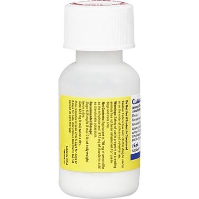 Polvo para suspensión oral de amoxicilina/clavulanato de potasio para perros y gatos, 62,5 mg/ml, 15 ml
