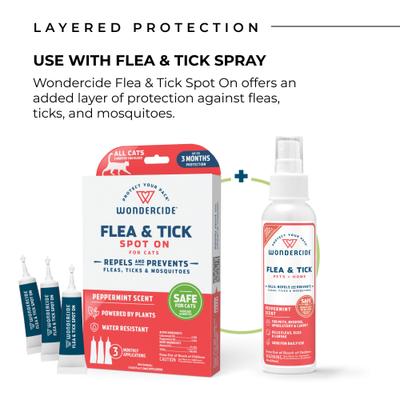 Spot-On Flea & Tick Repellent with Natural Essential Oils for Cats, Peppermint, 3 doses (3-month supply)