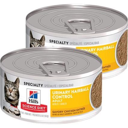 Adult Urinary Hairball Control Savory Chicken Entree Canned Cat Food, 5.5-oz can, case of 48