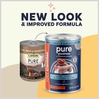 Bundle: CANIDAE PURE Limited Ingredient Duck & Turkey Recipe + Lamb, Turkey & Chicken Recipe Canned Dog Food