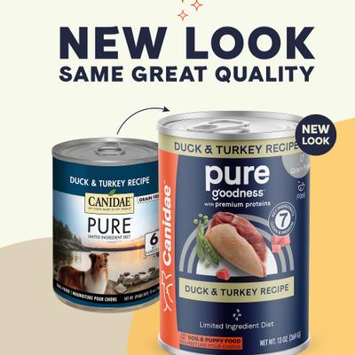 Bundle: CANIDAE PURE Limited Ingredient Duck & Turkey Recipe + Lamb, Turkey & Chicken Recipe Canned Dog Food