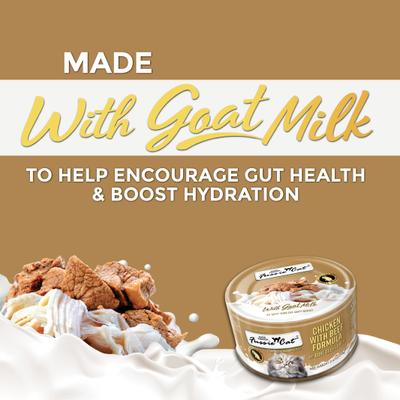 Super Premium Chicken with Beef in Goat Milk Gravy Shredded Wet Cat Food, 2.47-oz can, case of 24