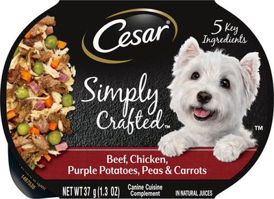 Simply Crafted Beef, Chicken, Purple Potatoes, Peas & Carrots Adult Wet Dog Food Topper, 1.3-oz, case of 10