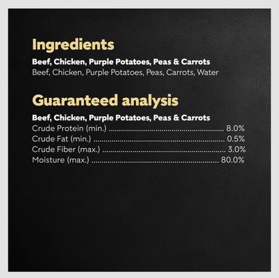 Simply Crafted Beef, Chicken, Purple Potatoes, Peas & Carrots Adult Wet Dog Food Topper, 1.3-oz, case of 10