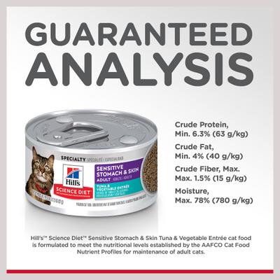 Adult Sensitive Stomach & Sensitive Skin Tuna & Vegetable Entree Wet Cat Food, 2.9-oz can, 24 count