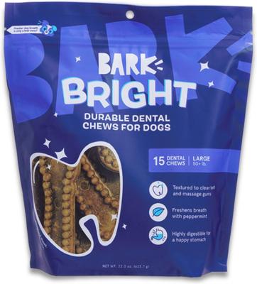 Golosinas dentales para perros con sabor a menta, grandes, duraderas y brillantes, 15 unidades