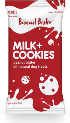 Snack Pack, Milk & Cookies, Peanut Butter Dog Treat, 2.5-oz bag, case of 8