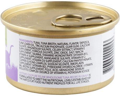 Comida enlatada para gatos Osopure con atún en salsa, sin cereales, 3 oz, caja de 24