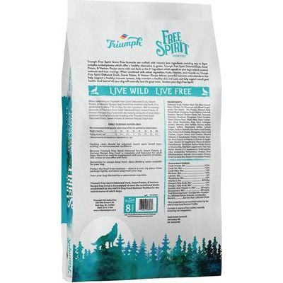 Alimento seco para perros Free Spirit Grain-Free con receta de pato deshuesado, boniato y venado, bolsa de 26 lb