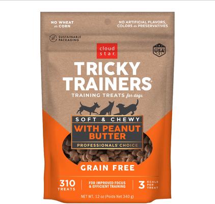 Tricky Trainers with Peanut Butter Grain-Free Soft & Chewy Dog Treats, 12-oz bag