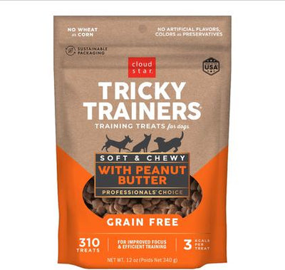 Tricky Trainers with Peanut Butter Grain-Free Soft & Chewy Dog Treats, 12-oz bag