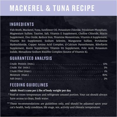 Landmark Mackerel & Tuna Recipe in Broth Grain-Free Canned Cat Food, 3-oz can, case of 12