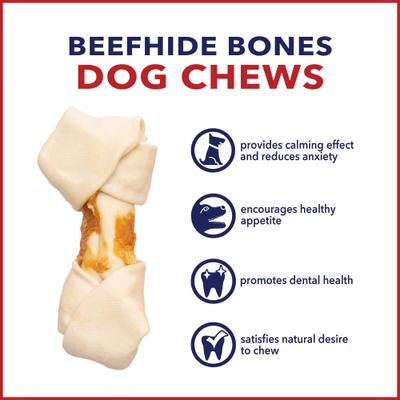 Twistedz 4 to 5-inch Beefhide Bones with Chicken Flavored Wrap Dog Hard Chews, 3 count