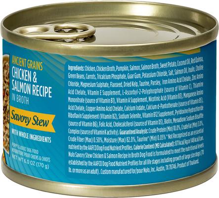 Ancient Grain Savory Stew Puppy & Adult Chicken & Salmon Wet Dog Food, 6-oz can, 8 count