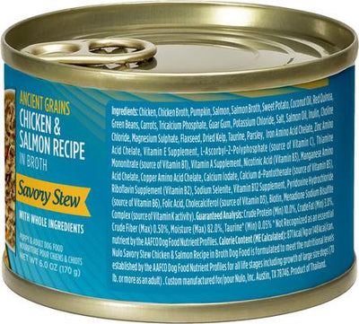 Ancient Grain Savory Stew Puppy & Adult Chicken & Salmon Wet Dog Food, 6-oz can, 8 count