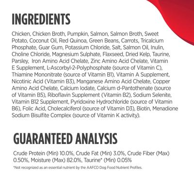 Nulo, Savory Stews Ancient Grains Chicken & Salmon, Pollo + Salmón + Calabaza + Quinoa Roja en Caldo, Cachorros y Adultos, 170 g × 8 latas