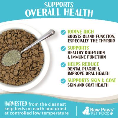 Organic Sea Kelp Powder Supplement Food Topper for Dogs & Cats, 8-oz bag