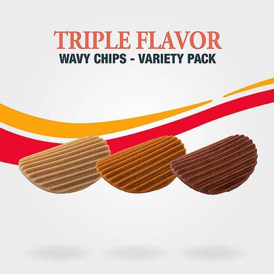 Triple Flavor Wavy Chips Variety Pack Chicken, Cheese & BBQ Dog Treats, 10-oz bag