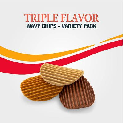 Triple Flavor Wavy Chips Variety Pack Chicken, Cheese & BBQ Dog Treats, 10-oz bag