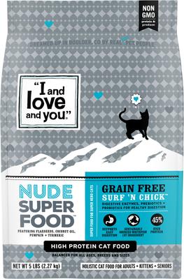 Nude Super Food Surf 'n Chick Grain-Free Dry Cat Food, 5-lb bag