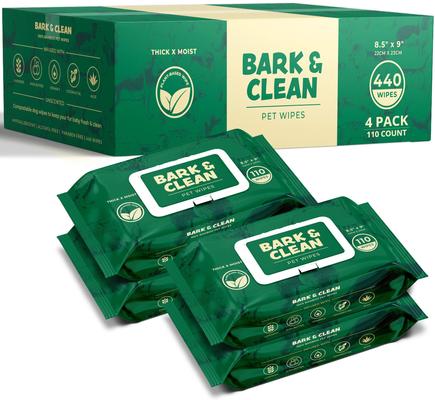 Bamboo Wipes with Aloe, Shea Butter & Coconut Oil Light Lavender Scent Dog & Cat Grooming Wipes, 110 count