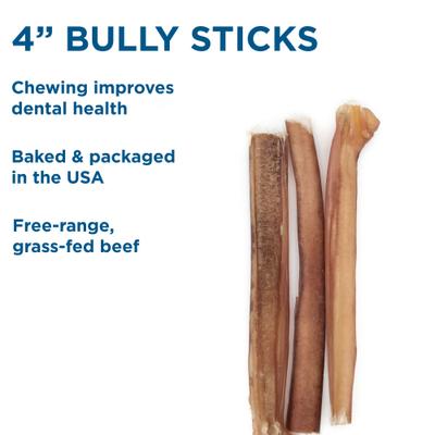 4" Bully Sticks Dog Treats, 8-oz bag
