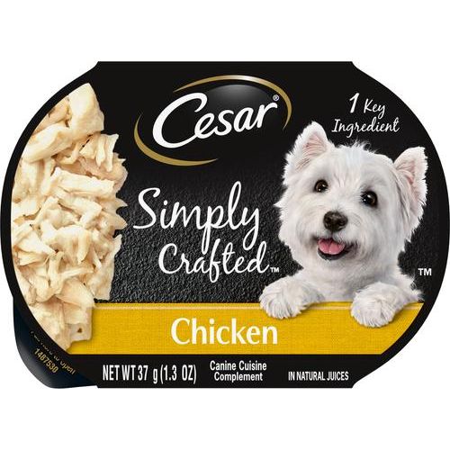Simply Crafted Chicken - Aderezo para alimento húmedo para perros con ingredientes limitados, bandeja de 1.3 oz, paquete de 20