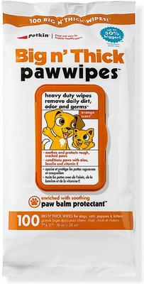 Toallitas húmedas Big N' Thick Paw Wipes para perros y gatos, 100 unidades