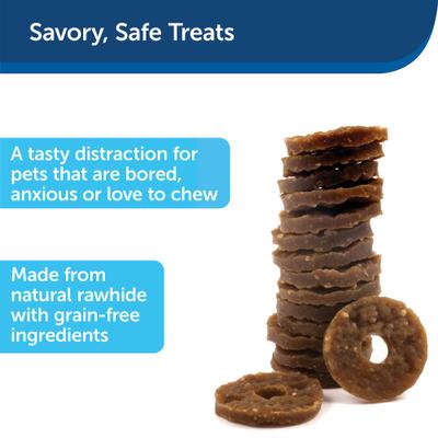 Busy Buddy Natural Rawhide Peanut Butter Rings Dog Treats, Size A