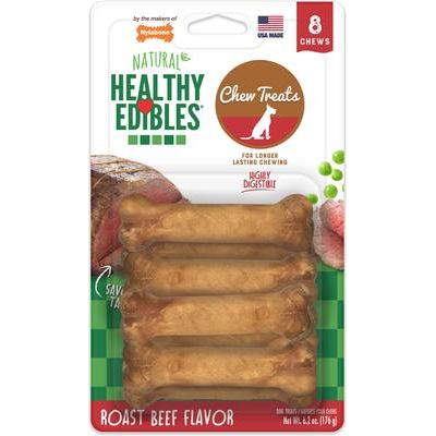 Golosinas masticables para perros Healthy Edibles de rosbif de larga duración, totalmente naturales, extra pequeñas, 8 unidades