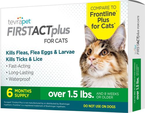 Tratamiento contra pulgas y garrapatas FirstAct Plus para gatos de más de 1,5 lb, 6 dosis