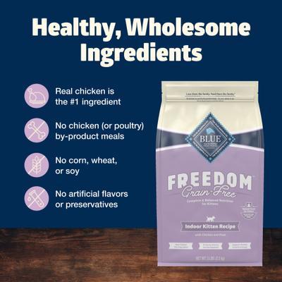Freedom Indoor Kitten Chicken Recipe Grain-Free Dry Cat Food, 5-lb bag