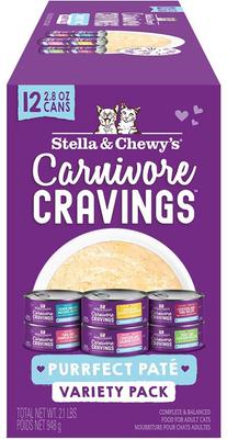 Carnivore Cravings Purrfect Pate Variety Pack Cat Food, 2.8-oz can, case of 12