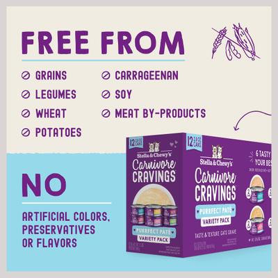 Carnivore Cravings Purrfect Pate Variety Pack Cat Food, 2.8-oz can, case of 12