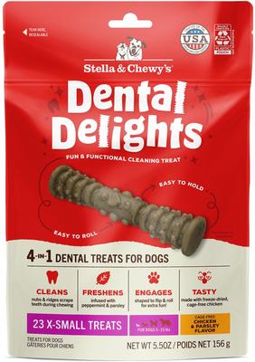 Premios dentales para perros Dental Delights Extra Small de pollo y perejil, bolsa de 5.5 oz