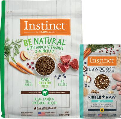 Bundle: Instinct Be Natural Real Lamb & Oatmeal Recipe Freeze-Dried Raw Coated Dry Dog Food, 24-lb bag + Instinct Raw Boost Puppy Whole Grain Real Chicken & Brown Rice Recipe Freeze-Dried Raw Coated Dry Dog Food, 4.5-lb bag
