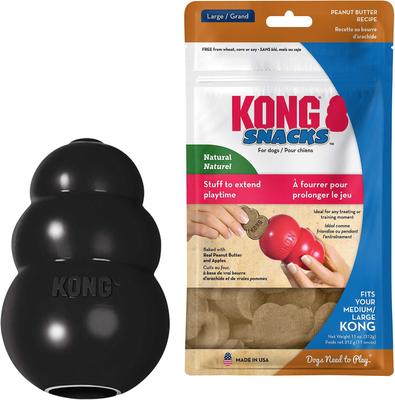 Bundle: KONG Extreme Dog Toy, Large + KONG Stuff'N Peanut Butter Snacks Large Dog Treats, 11-oz