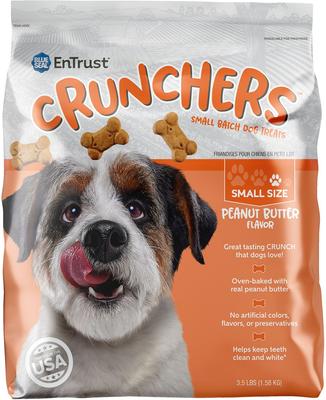 EnTrust Crunchers - Galletas crujientes de mantequilla de maní para perros, tamaño pequeño, bolsa de 3.5 lb