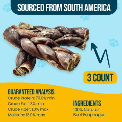 6-in Braided Beef Gullet Twist Dog Chew Treats, 3 count