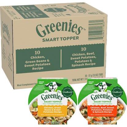 Smart Topper - Alimento húmedo para perros con pollo, judías verdes y carne de res, mezcla de alto contenido proteico e inmunitario, bandeja de 56 g, caja de 20 unidades