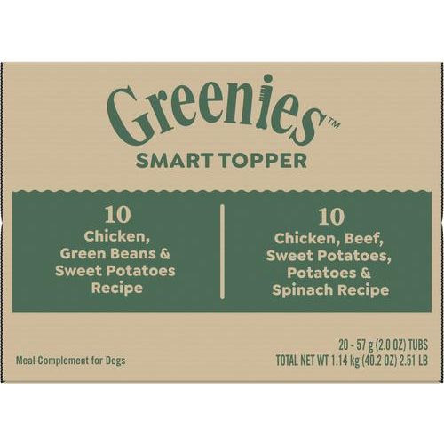 Smart Topper - Alimento húmedo para perros con pollo, judías verdes y carne de res, mezcla de alto contenido proteico e inmunitario, bandeja de 56 g, caja de 20 unidades