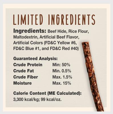 Premium Beef Hide Chicken Flavor Munchy Stix Dog Chews, 100 count