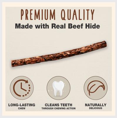 Premium Beef Hide Chicken Flavor Munchy Stix Dog Chews, 100 count