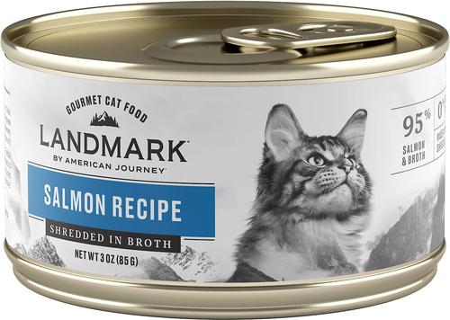 Landmark Salmon Recipe in Broth Grain-Free Canned Cat Food, 3-oz can, case of 12
