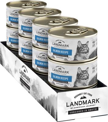 Landmark Salmon Recipe in Broth Grain-Free Canned Cat Food, 3-oz can, case of 12