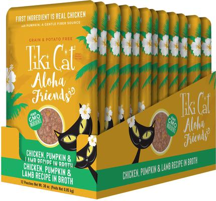 Aloha Friends Chicken, Pumpkin & Lamb Recipe in Broth Grain-Free Wet Cat Food, 2.5-oz pouch, case of 12
