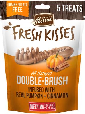 Fresh Kisses Dental Chews Pumpkin & Cinnamon Natural Medium Dog Dental Treats, 5-oz pouch