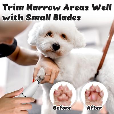 Small Low Noise 2 in 1 Trimming Paw Face Narrow Dog hair Clippers, White